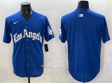 Men's Los Angeles Dodgers Blank Blue 2025 LA Gothic Style With Fernando Patch Vapor Premier Limited Stitched Baseball Jersey Cheap Wholesale