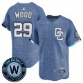 Men's Washington Nationals #29 James Wood Blue 2025 City Connect Limited Stitched Baseball Jersey Cheap