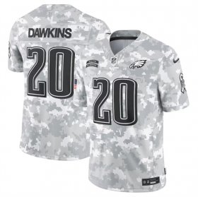 Men\'s Philadelphia Eagles #20 Brian Dawkins 2024 Arctic Camo Salute To Service Limited Stitched Football Jersey