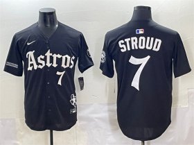 Cheap Men\'s Houston Astros #7 C.J. Stroud Black Gothic \'Houston Born Barrio Raised\' Limited Stitched Baseball Jersey