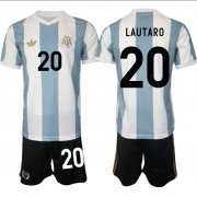 Men's Argentina #20 Lautaro White Blue 2024-25 50th Anniversary Home Soccer Jersey Suit Cheap