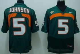 Wholesale Cheap Miami Hurricanes #5 Johnson Green Jersey