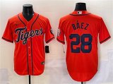Men's Detroit Tigers #28 Javier Baez Orange With Patch Cool Base Stitched Baseball Jersey Cheap
