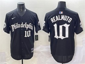 Men\'s Philadelphia Phillies #10 J.T. Realmuto Black Gothic Vapor Limited Stitched Jersey Cheap