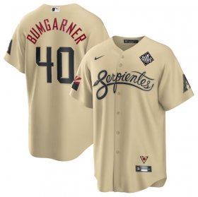 Men\'s Arizona Diamondbacks #40 Madison Bumgarner Gold 2023 World Series City Connect Cool Base Stitched Baseball Jersey