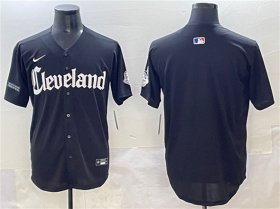 Men\'s Cleveland Guardians Blank Black Gothic Vapor Premier Limited Stitched Baseball Jersey