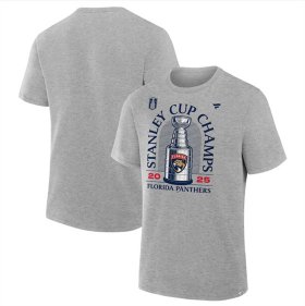 Men\'s Florida Panthers Heather Gray 2025 Stanley Cup Champions Locker Room Big & Tall T-Shirt