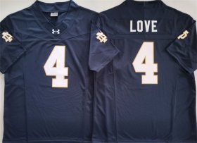 Cheap Men\'s Notre Dame Fighting Irish #4 Jeremiyah Love Navy 2025 F.U.S.E. Limited Stitched Jersey