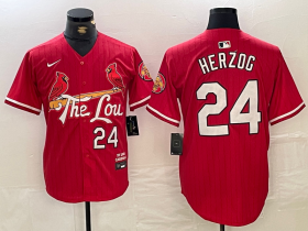 Cheap Men\'s St Louis Cardinals #24 Whitey Herzog Red 2024 City Connect Limited Stitched Baseball Jersey
