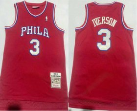 Cheap Men\'s Philadelphia 76ers #3 Allen Iverson 2002-03 Red Hardwood Classics Soul Swingman Throwback Jersey