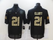 Wholesale Cheap Men's Dallas Cowboys #21 Ezekiel Elliott Black Camo 2020 Salute To Service Stitched NFL Nike Limited Jersey