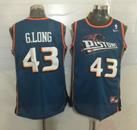 Wholesale Cheap Men\'s Detroit Pistons #43 Grant Long Teal Blue Hardwood Classics Soul Swingman Throwback Jersey