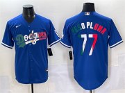Cheap Men's Los Angeles Dodgers #77 Peso Pluma Blue Mexico Stitched Jersey