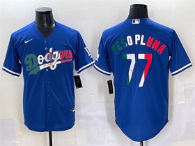 Cheap Men\'s Los Angeles Dodgers #77 Peso Pluma Blue Mexico Stitched Jersey