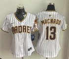 Cheap Women's San Diego Padres #13 Manny Machado White Home Limited Stitched Baseball Jersey(Run Small)