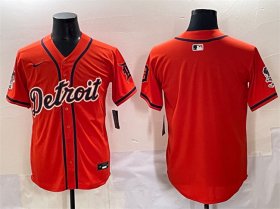 Cheap Men\'s Detroit Tigers Blank Orange With Patch Vapor Premier Limited Stitched Baseball Jersey