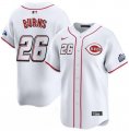 Cheap Men's Cincinnati Reds #26 Chase Burns White 2025 Speedway Classic Home Limited Stitched Baseball Jersey