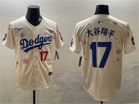 Men\'s Los Angeles Dodgers #17 Shohei Ohtani Cream 2025 Tokyo Series Limited Stitched Baseball Jersey Cheap