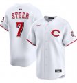 Cheap Men's Cincinnati Reds #7 Spencer Steer White 2025 Home Limited Stitched Baseball Jersey