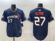 Cheap Men's Houston Astros #27 Jose Altuve Navy 2025 City Connect With Texas Patch Limited Stitched Baseball Jersey