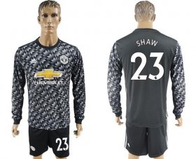 Wholesale Cheap Manchester United #23 Shaw Black Long Sleeves Soccer Club Jersey