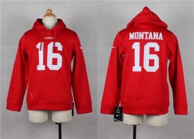 Wholesale Cheap Nike 49ers #16 Joe Montana Red Youth Pullover NFL Hoodie