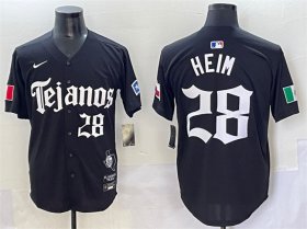 Men\'s Texas Rangers #28 Jonah Heim Black Gothic Mexico 2025 Vapor Premier Limited Stitched Baseball Jersey