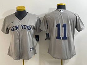 Cheap Women\'s New York Yankees #11 Anthony Volpe 2021 Grey Field of Dreams Cool Base Stitched Jersey