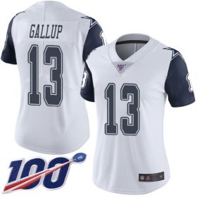 Wholesale Cheap Nike Cowboys #13 Michael Gallup White Women\'s Stitched NFL Limited Rush 100th Season Jersey