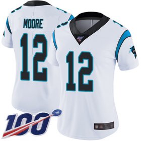 Wholesale Cheap Nike Panthers #12 DJ Moore White Women\'s Stitched NFL 100th Season Vapor Limited Jersey