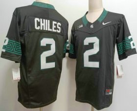 Cheap Men\'s Michigan State Spartans #2 Aidan Chiles Black FUSE College Football Jersey