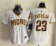 Cheap Women's San Diego Padres #23 Fernando Tatis Jr. White Home Limited Stitched Baseball Jersey(Run Small)