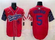 Cheap Men's Los Angeles Dodgers #5 Freddie Freeman Red Limited Stitched Baseball Jersey