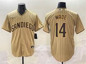 Men\'s San Diego Padres #14 Tyler Wade Tan Cool Base Stitched Baseball Jersey