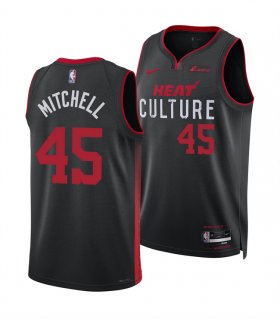 Cheap Men\'s Miami Heat #45 Davion Mitchell Black 2025 City Edition Stitched Basketball Jersey
