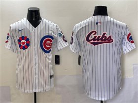 Cheap Men\'s Chicago Cubs Team Big Logo White 2025 Tokyo Series Limited Stitched Baseball Jersey