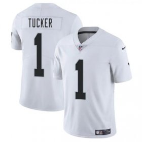 Men\'s Las Vegas Raiders #1 Tre Tucker White 2025 Vapor Football Stitched Jersey Cheap