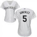 Wholesale Cheap Rockies #5 Carlos Gonzalez White Strip Home Women's Stitched MLB Jersey