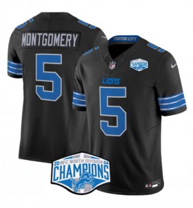 Men\'s Detroit Lions #5 David Montgomery Black 2024 NFC North Champions F.U.S.E. Vapor Limited Stitched Jersey