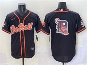 Cheap Men's Detroit Tigers Team Big Logo Black With Patch Cool Base Stitched Baseball Jersey