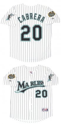 Men\'s Miami Marlins #20 Miguel Cabrera White 2003 Throwback Stitched Baseball Jersey Cheap Wholesale