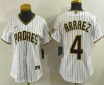 Cheap Women's San Diego Padres #4 Luis Arraez White Cool Base Stitched Jersey