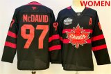Cheap Women's Canada #97 Connor McDavid Black 2025 4 Nations Face-Off Premium With A Patch Stitched Jersey