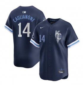 Men\'s Kansas City Royals #14 Jac Caglianone Navy City Connect Limited Stitched Baseball Jersey