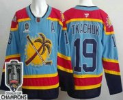 Cheap Men's Florida Panthers #19 Matthew Tkachuk Blue 2025 Stanley Cup Champions Authentic Jersey