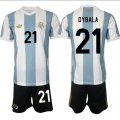 Men's Argentina #21 Dybala White Blue 2024-25 50th Anniversary Home Soccer Jersey Suit Cheap