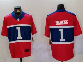 Cheap Men\'s New York Giants #1 Malik Nabers Red 2024 F.U.S.E. Vapor Untouchable Limited Football Stitched Jersey