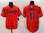 Cheap Men's Houston Astros #11 Cam Smith Orange 2025 City Connect With Texas Patch Limited Stitched Baseball Jersey