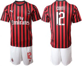 Wholesale Cheap AC Milan #12 Conti Home Soccer Club Jersey