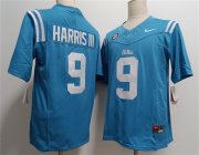 Cheap Men's Ole Miss Rebels #9 Tres Harris III Powder Blue F.U.S.E. Stitched Football Jersey